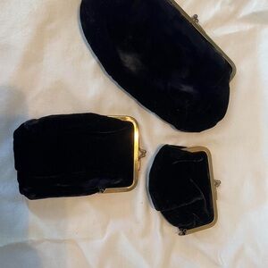 Elegant Black Velvet Clutch Set